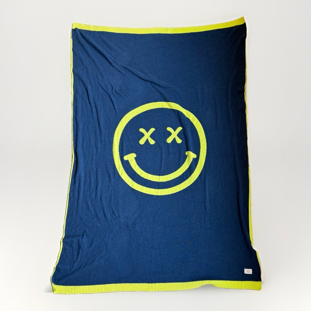Pink Lemonade Smiley Travel Throw Blanket 40"x60" 100% Organic Cotton Retro